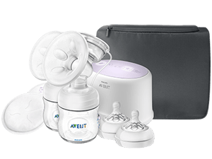 Double electric breast pump and nipples Philips Avent