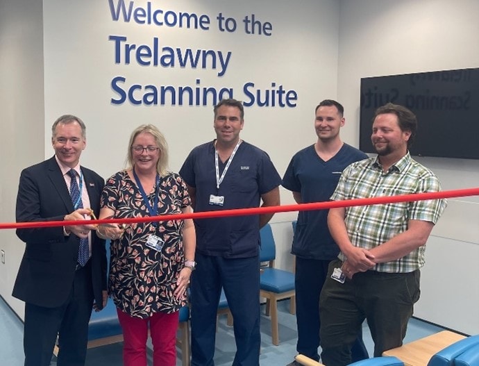 Staff at Royal Cornwall cut the ribbon to the new Trelawny scanning suite